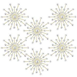 6 Pcs Metal Starburst Wall Decor Bling Crystal Wall Art Rhinestones Sunburst🐦